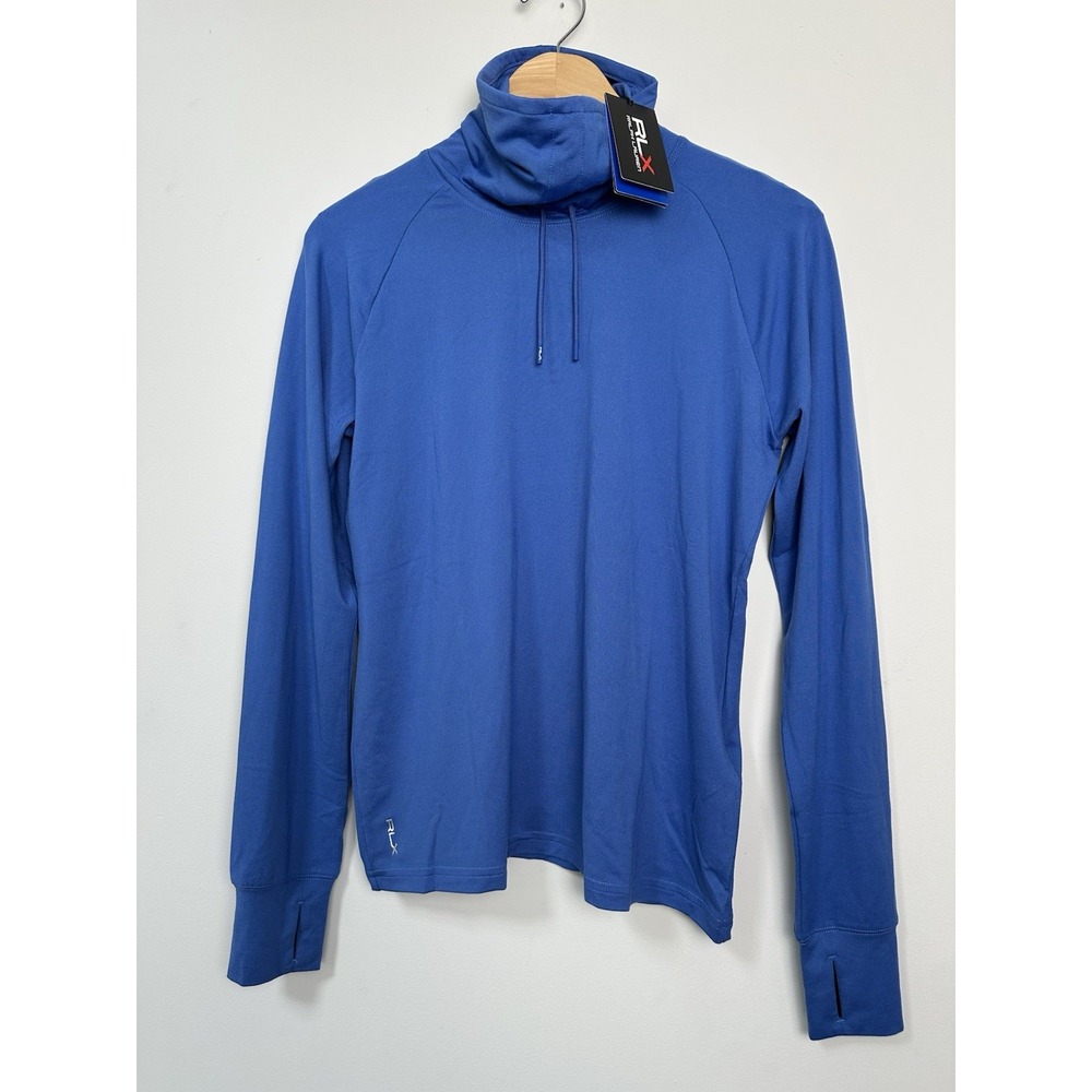 RLX Ralph Lauren Women's Stretch Mock Neck Golf Jersey Pullover Blue NEW $168